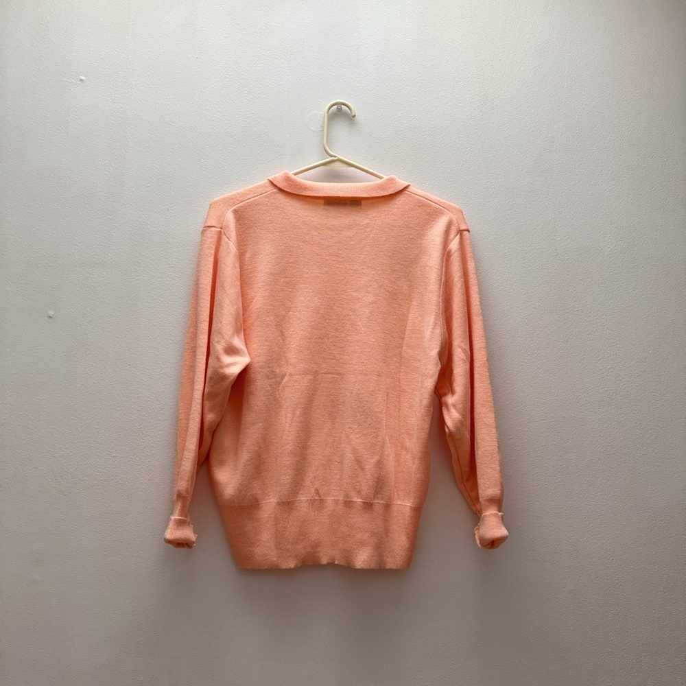 Vintage - Opal Fashion Chic Peach Collared Sweater with Embroidered Details - Picture 3 of 6